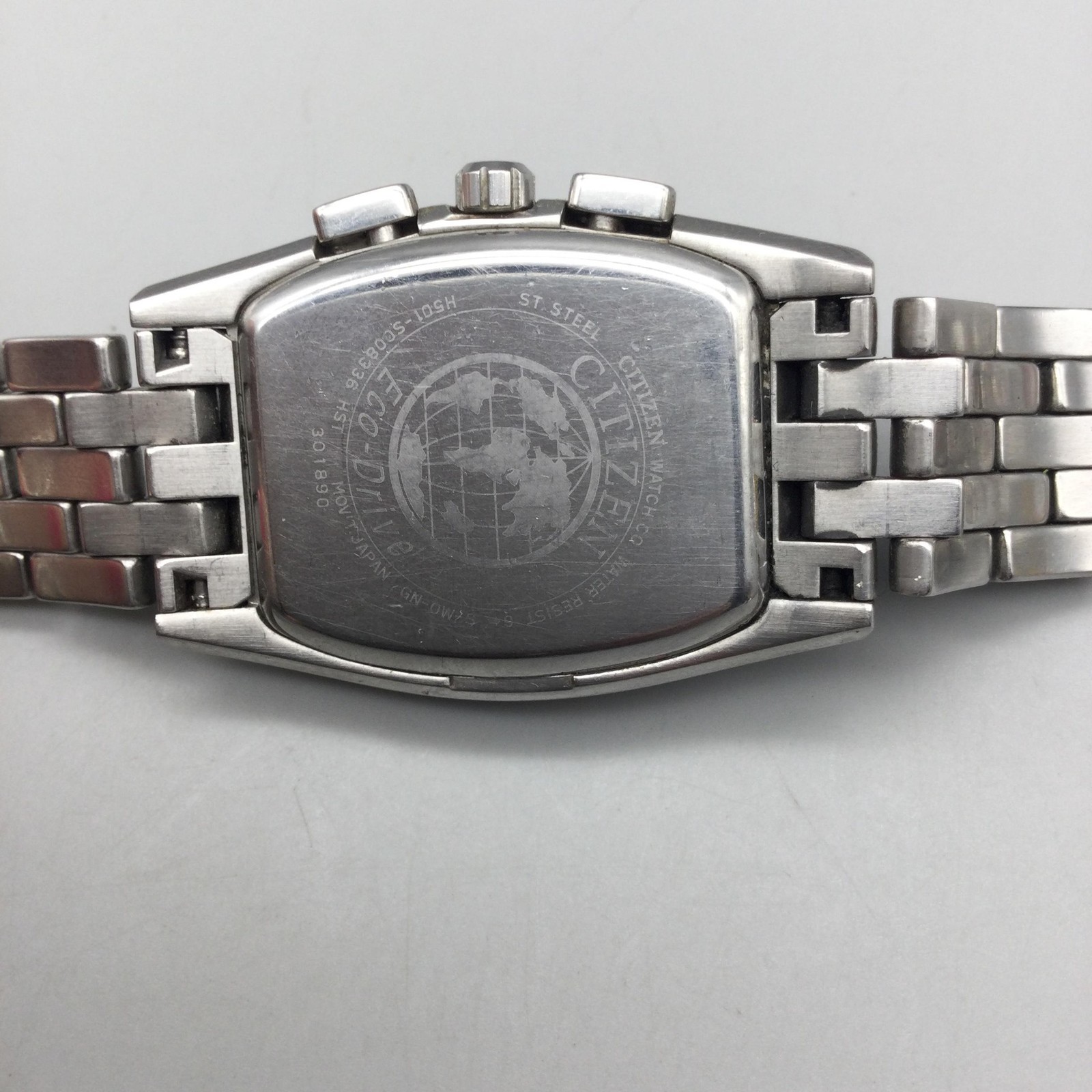 Citizen Eco-Drive Chronograph Mens Watch 32mm Silver Tone Stainless BROKEN BAND