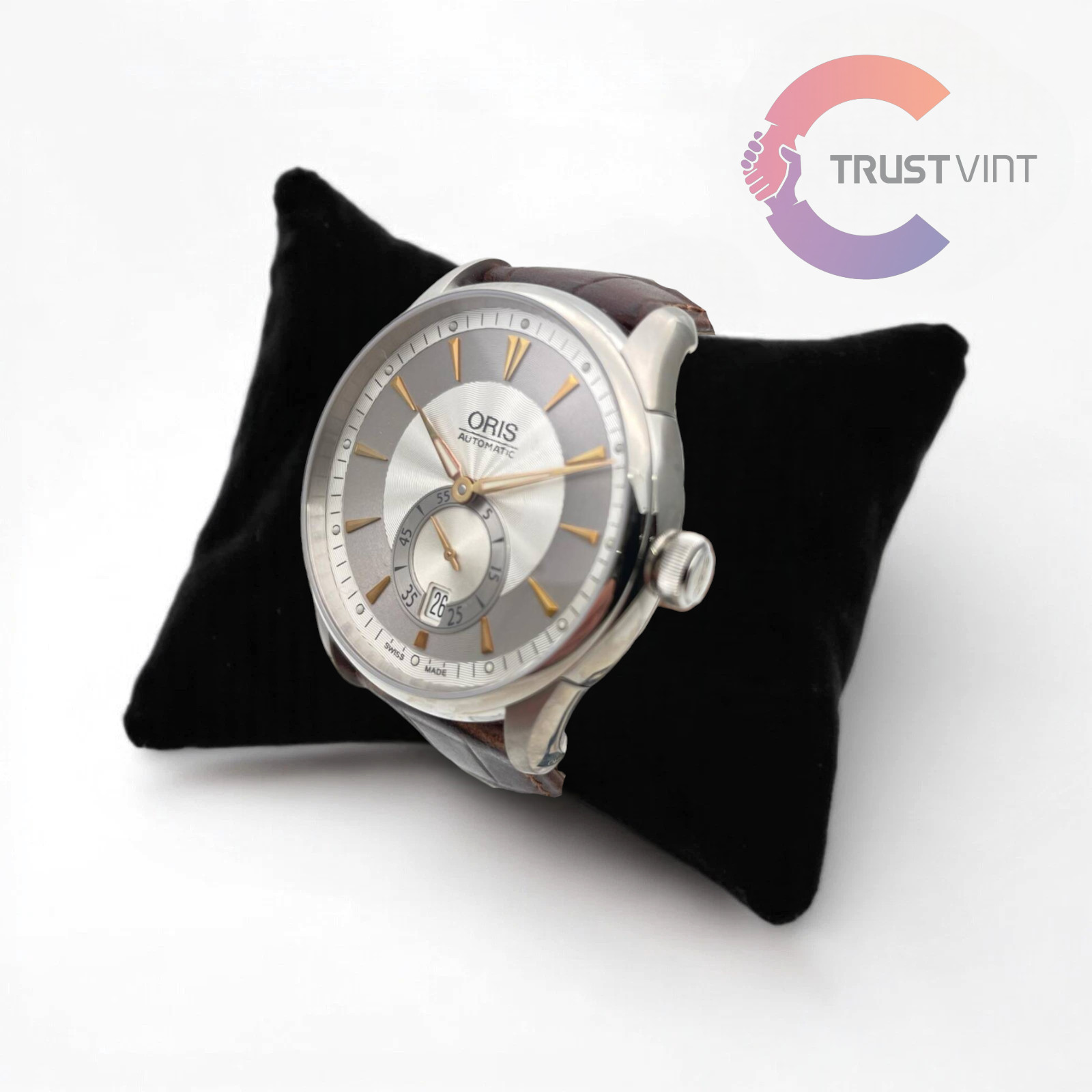 Oris Artelier Small Seconds 7582 Brown Strap Men’s Watch Used Japan