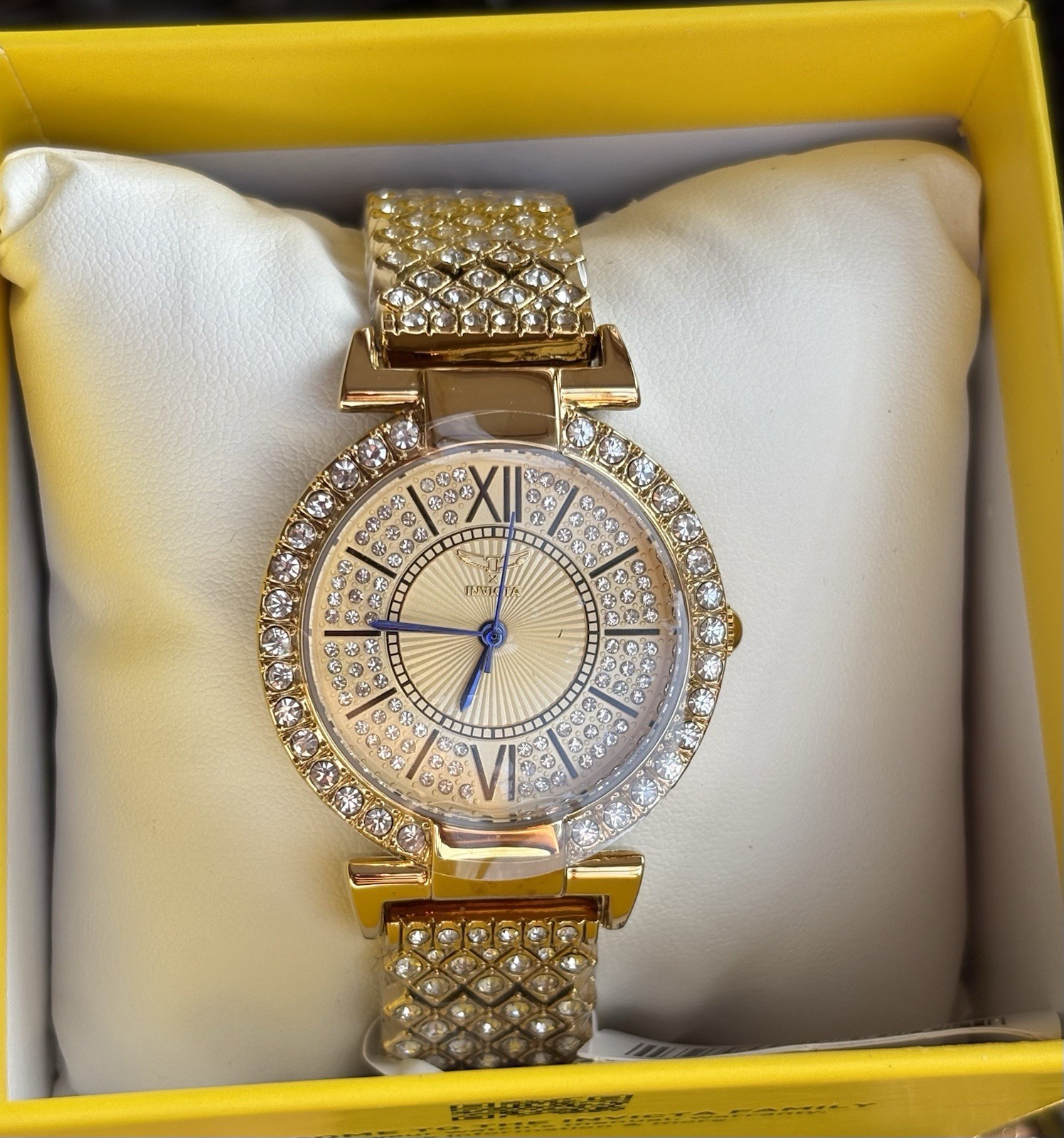 NEW INVICTA 69061 WILDFLOWER GOLD TONE STEEL WOMENS WATCH CRYSTAL DIAL 34MM