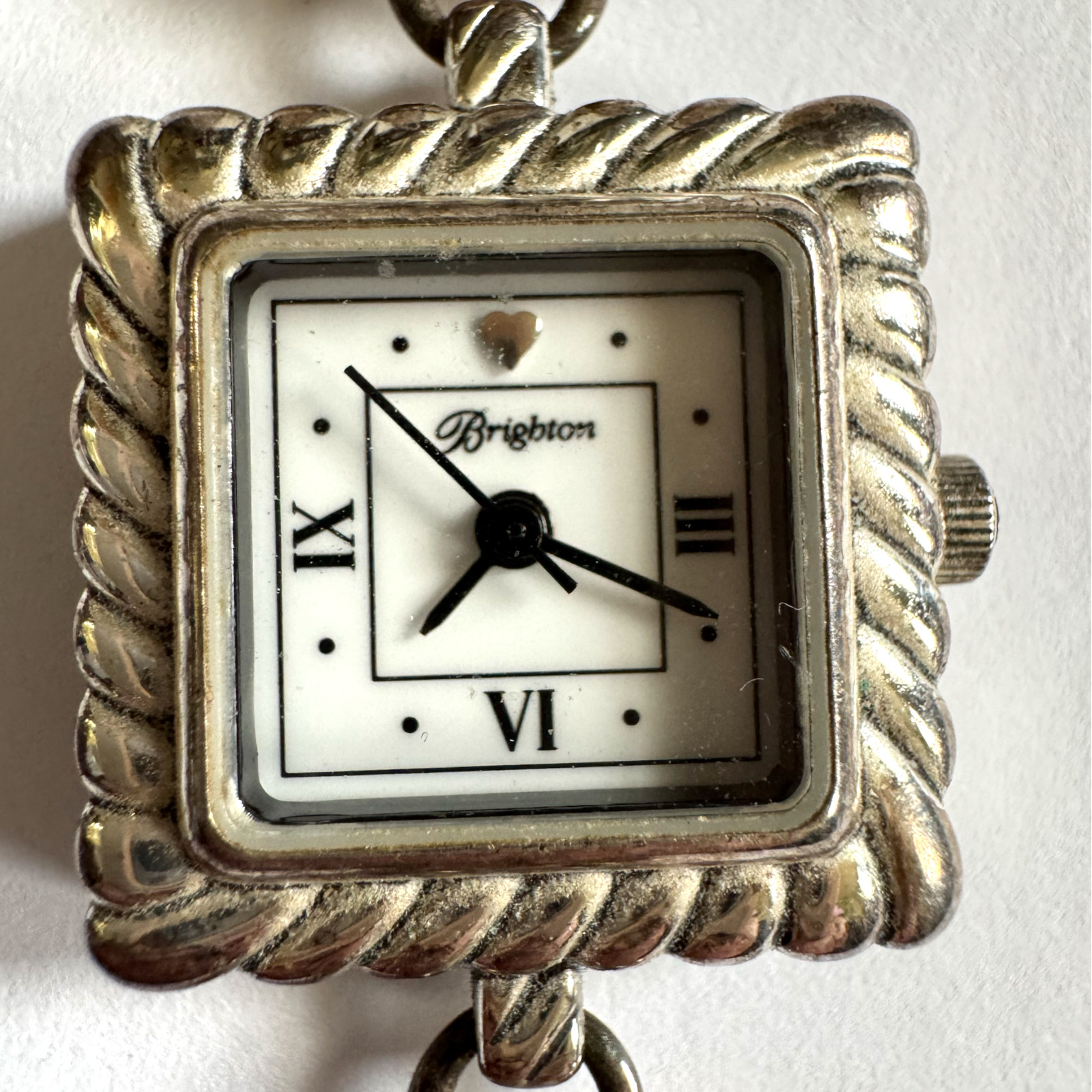 Brighton Reno Bracelet Watch Silver Tone Link Adjustable Vtg Y2K Needs Battery