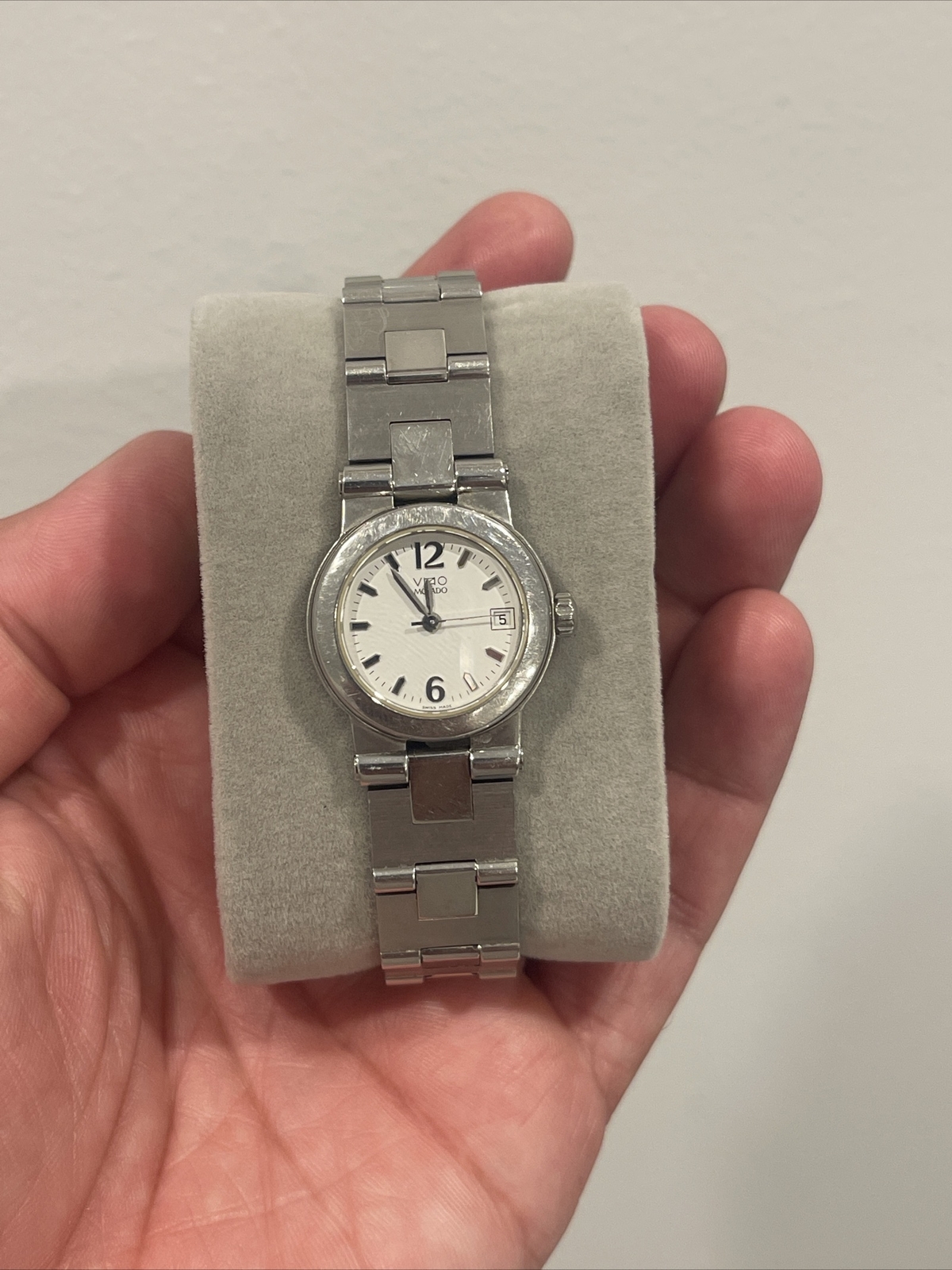 Movado Watch Bracelet Womens Vizio Stainless Steel White Dial