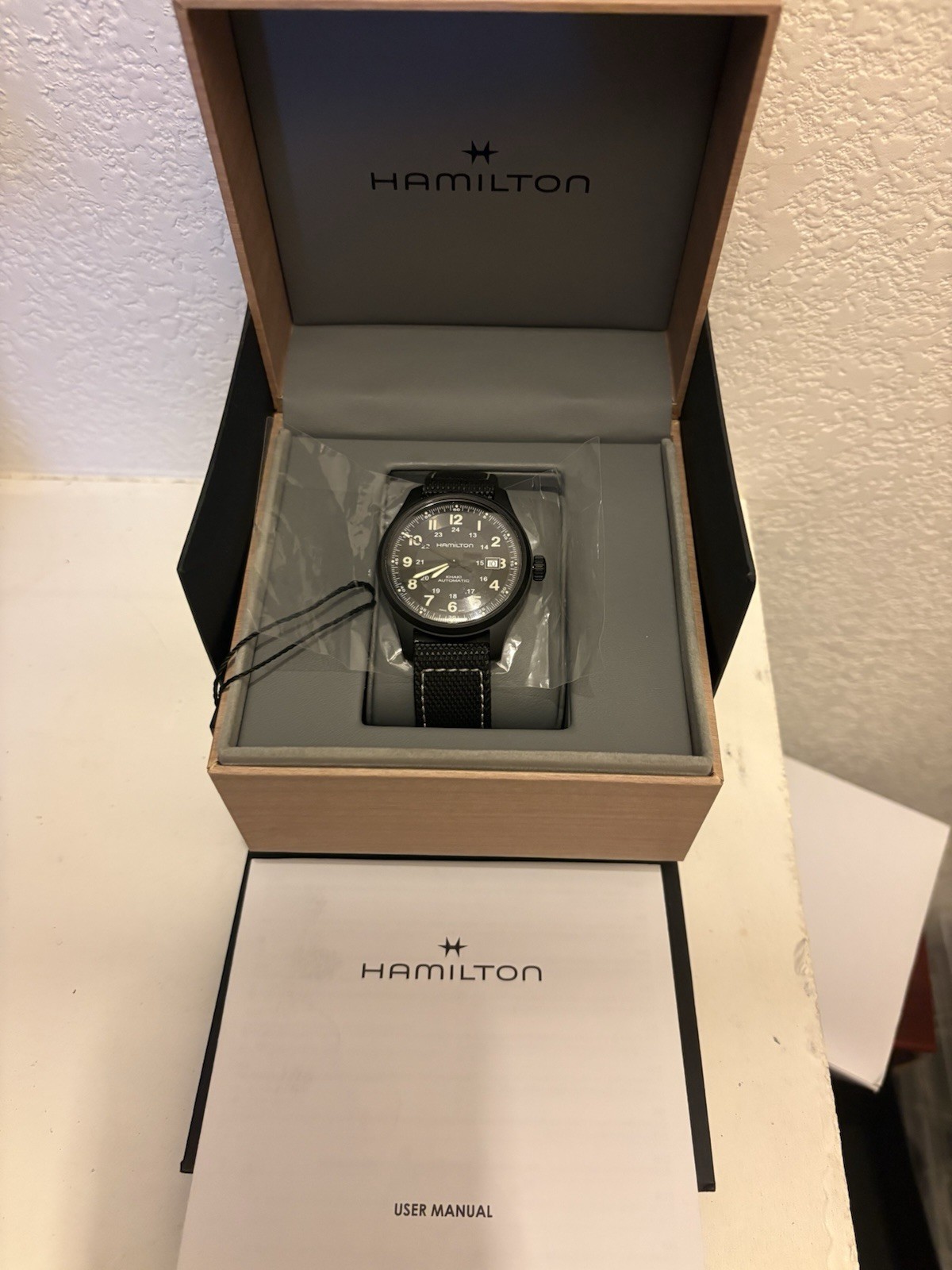 Hamilton Khaki Field Titanium Automatic 42mm Black Dial 100m Black Strap