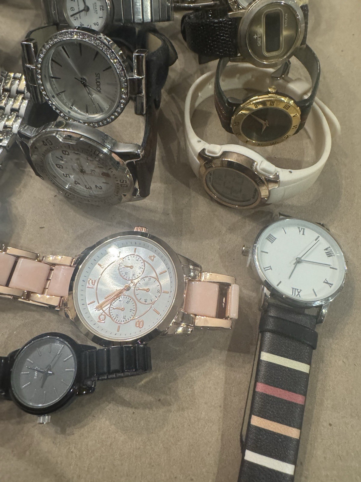 Lot Of 23 Watches ALL SOLD AS IS , Watch Parts Collection Need Batteries Etc