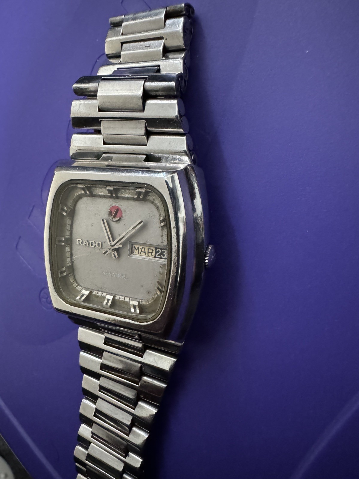 LUXURY RADO SENATOR SQUARE WATCH VINTAGE silver plated SWISS AUTOMATIC 1970s