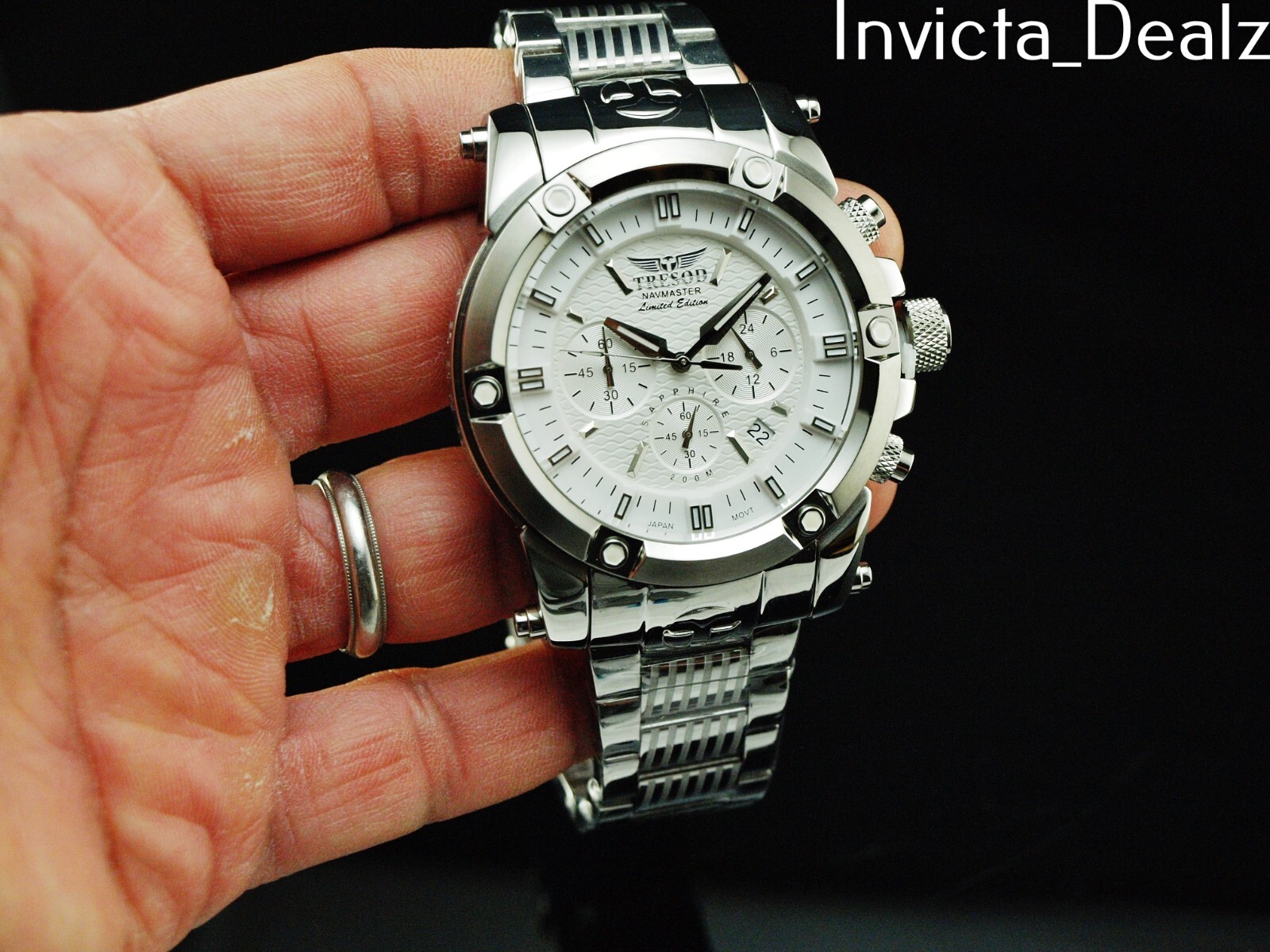 Tresod Men’s NAVMASTER Chrono SILVER Dial Silver Tone Sapphire Crystal SS Watch