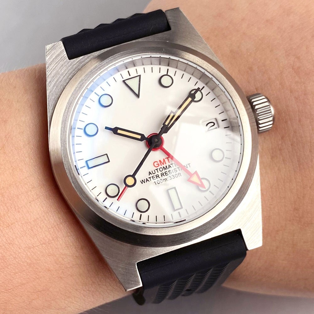 38mm Sandblasted Case Sapphire Glass Nologo White Dial 20ATM NH34 Automati Watch