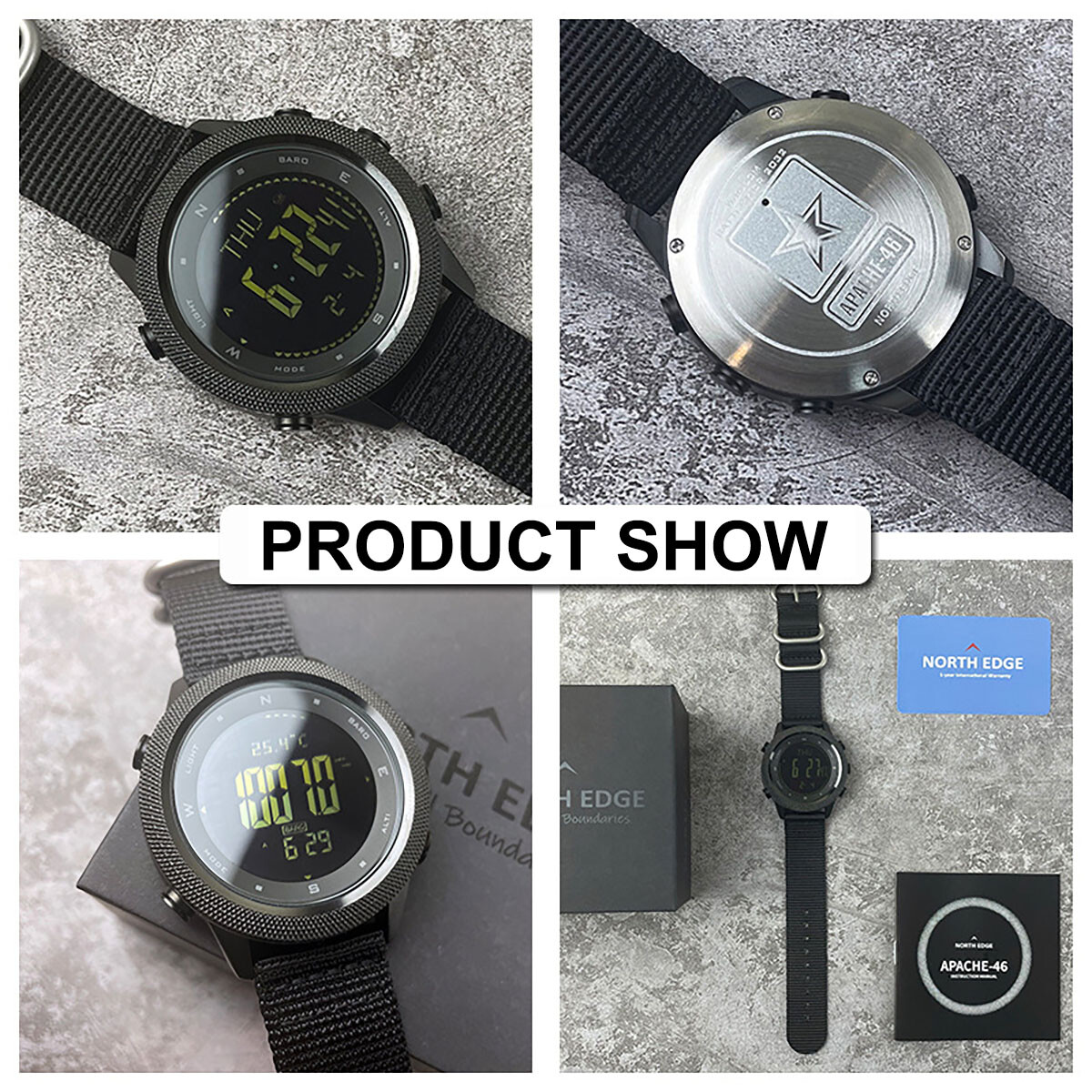 North Edge Apache 3 Smart Men Military Digital Sports Barometer Compass Watch /