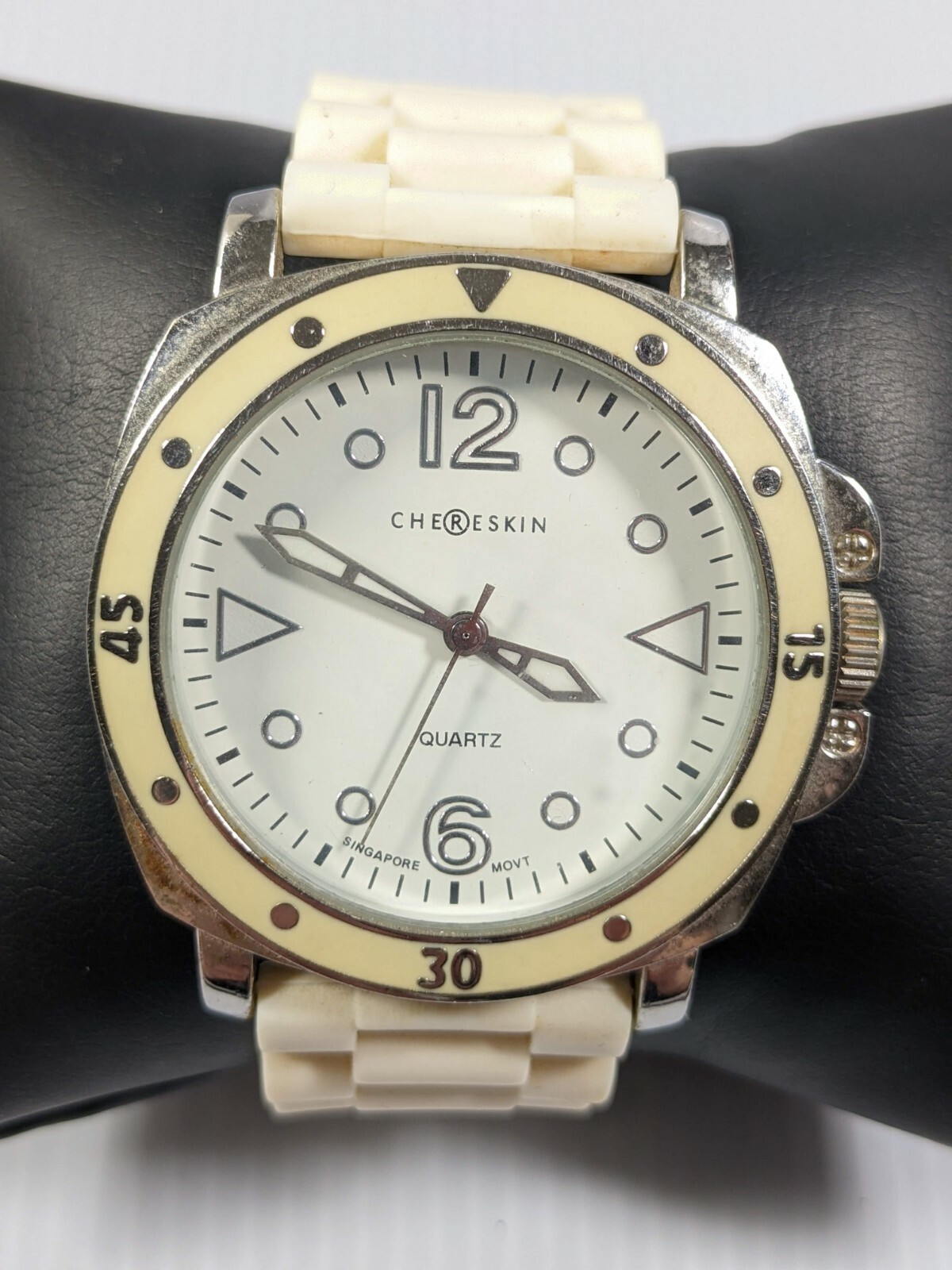 Chereskin Ivory Color White Watch Silicone Buckle Band