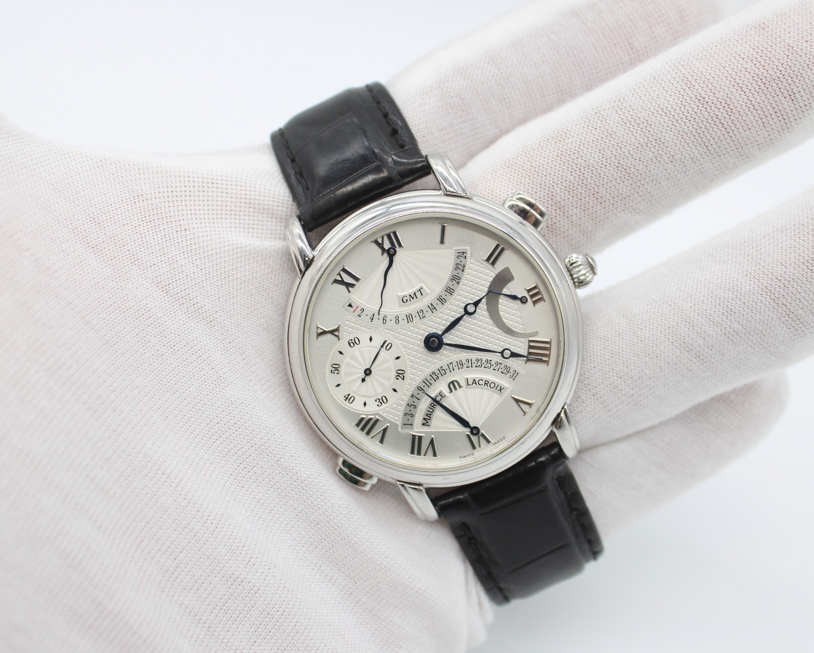 Maurice Lacroix Masterpiece MP7018 Manual Wind GMT Double Retrograde 44mm Watch