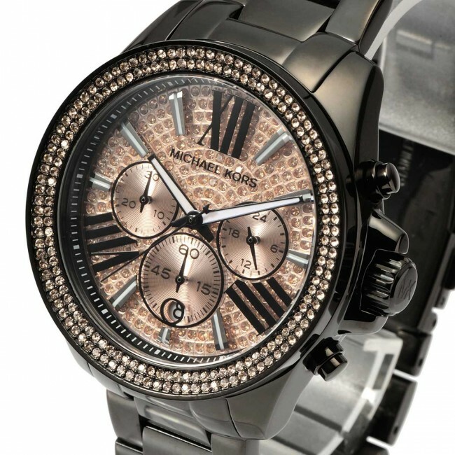 NEW MICHAEL KORS WREN BLACK TONE,GOLD CRYSTALS PAVE BRACELET WATCH-MK5879
