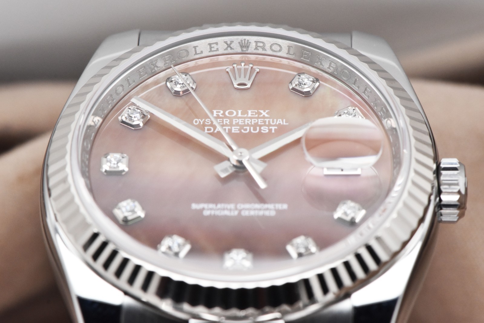 2011 Rolex Datejust 36mm Steel Jubilee Factory Diamond Tahitian MOP Dial 116234