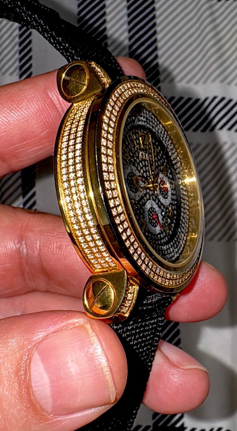 Mens ZTEC Diamond Watch Gold Tone Joe Rodeo Don Benny Techno Jojo
