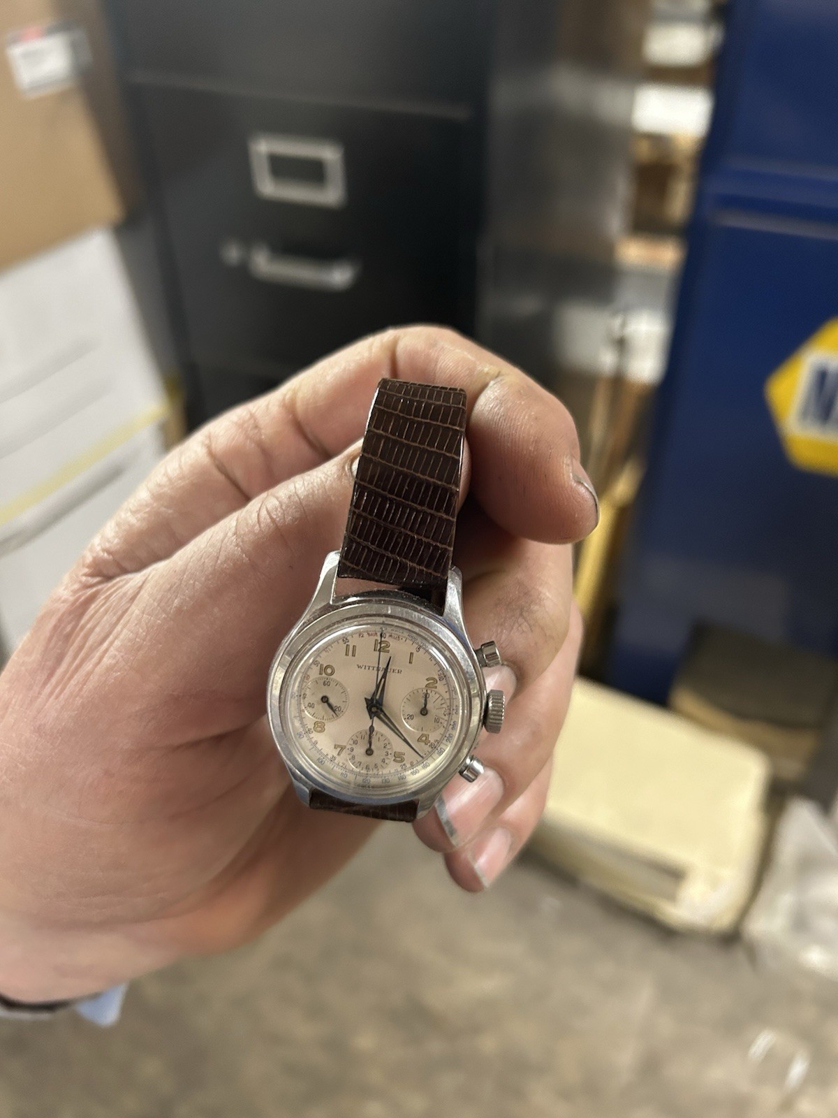 Rare Wittnauer 3 Register Chronograph Ref 6002/5 Circa 1960 Valjoux 72 Fine Cond