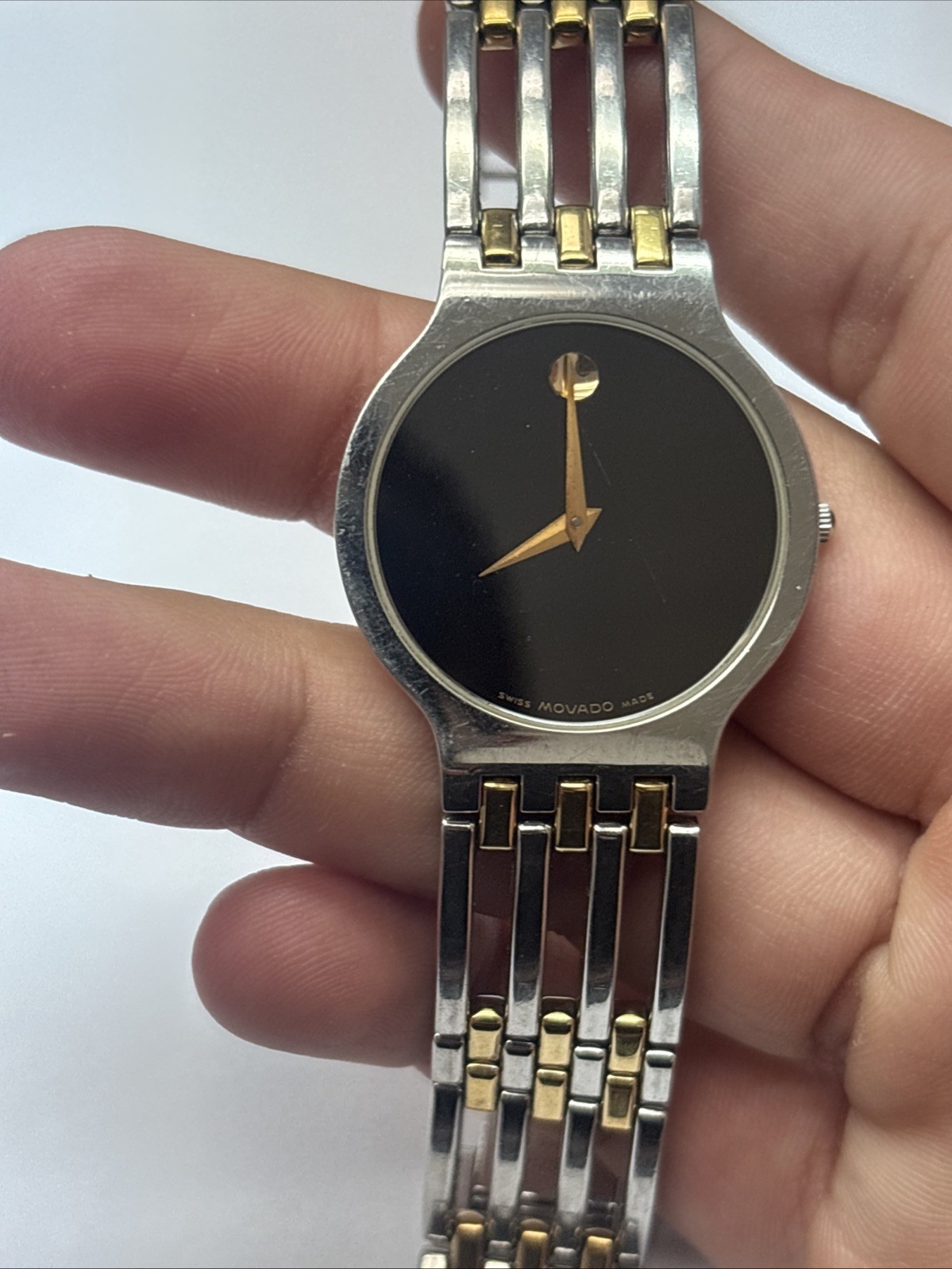 Men’s Movado Esperanza Fits Wrist Size 6 3/4 (scratch On Glass) As Is Gold Plate