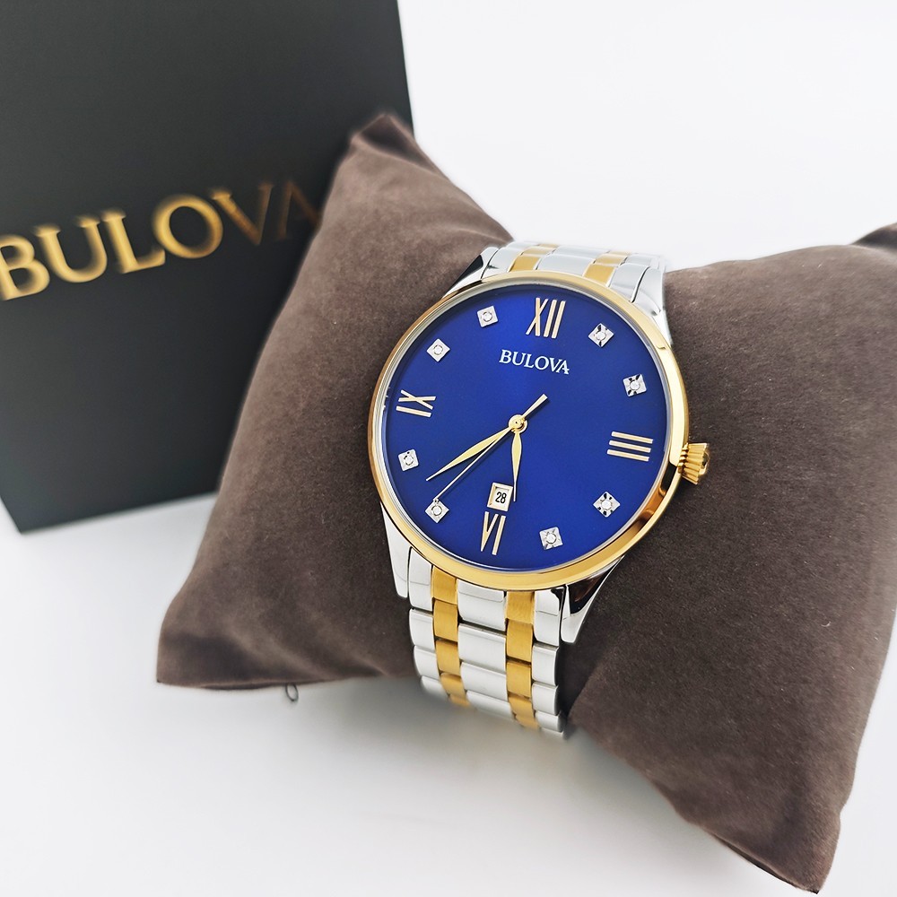 Bulova 98D130 Classic Diamond Blue Dial Two-Tone Band Men’s 40mm Quartz Watch
