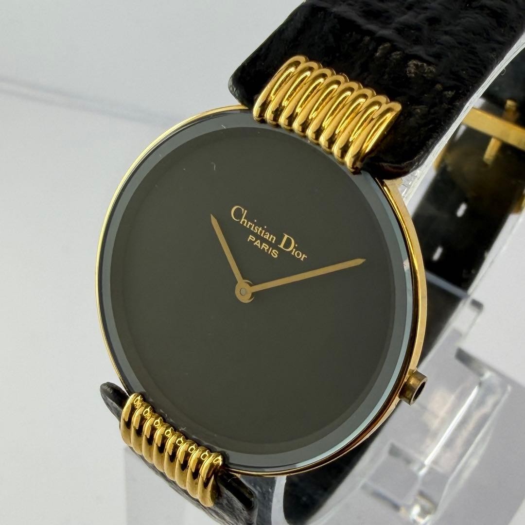 Dior Bagheera GP Black Dial 46.153 Quartz Watch Japan New Battery 073437