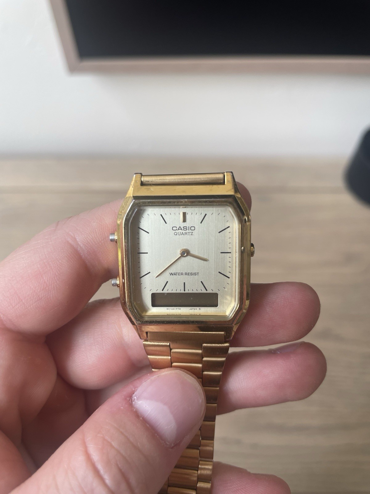 Casio Quartz Analog/Digital Gold Stainless Steel Bracelet Watch Silver Dial