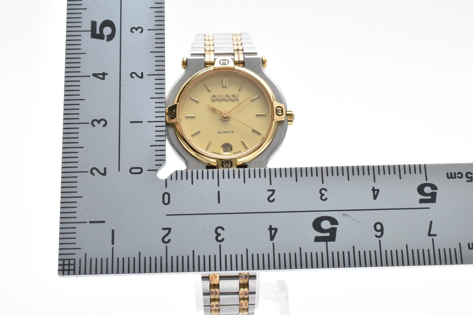 [NEAR MINT w/Box] Vintage Gucci 9000L Gold Dial Date Quartz Women’s Watch JAPAN