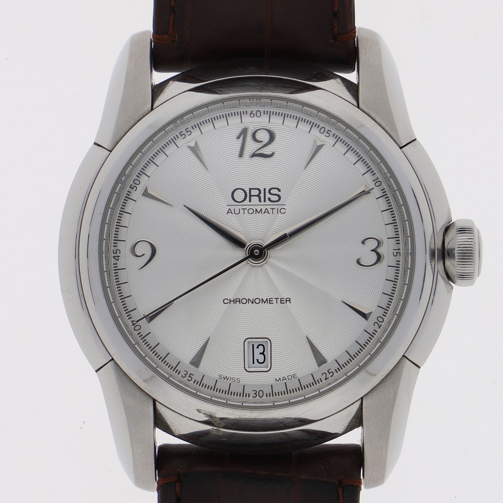 ORIS 7544 Artelier Silver Dial Automatic Stainless Steel Embossed Leather