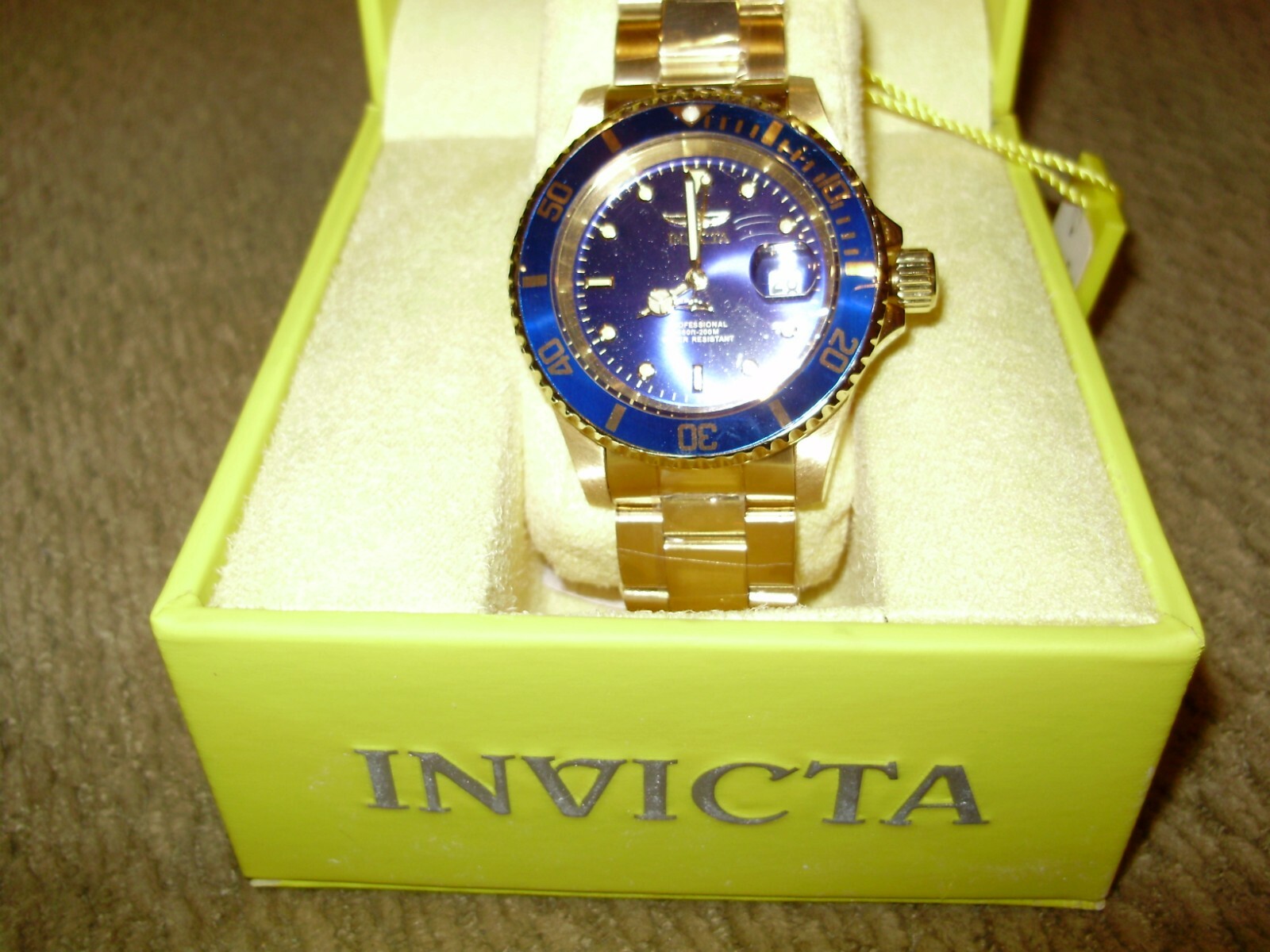 Invicta 26974 Pro Driver Men’s Stainless Steel Quartz Wrist Watch 40mm Gold Blue