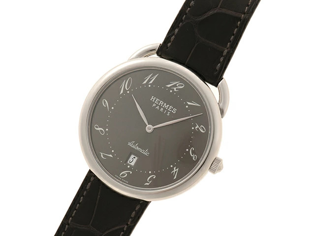 HERMES Arceau Watch AR4.810 Stainless Steel Gray Automatic Gray Dial Men’s