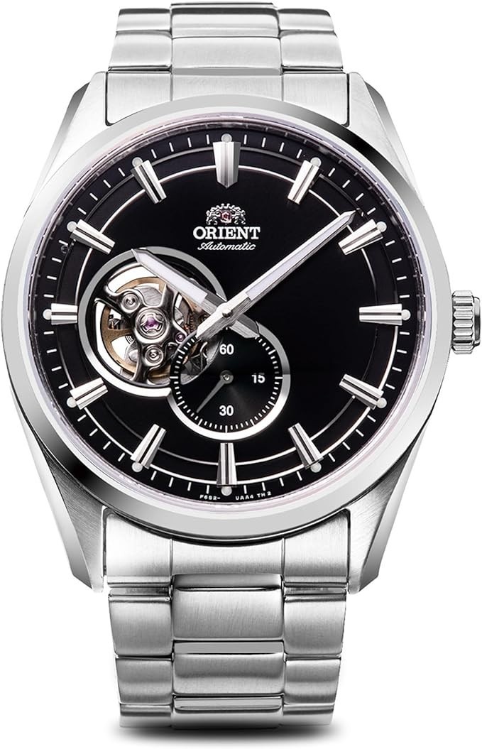 ORIENT Open Heart RN-AR0001B Men’s Black Contemporary Semi-Skeleton