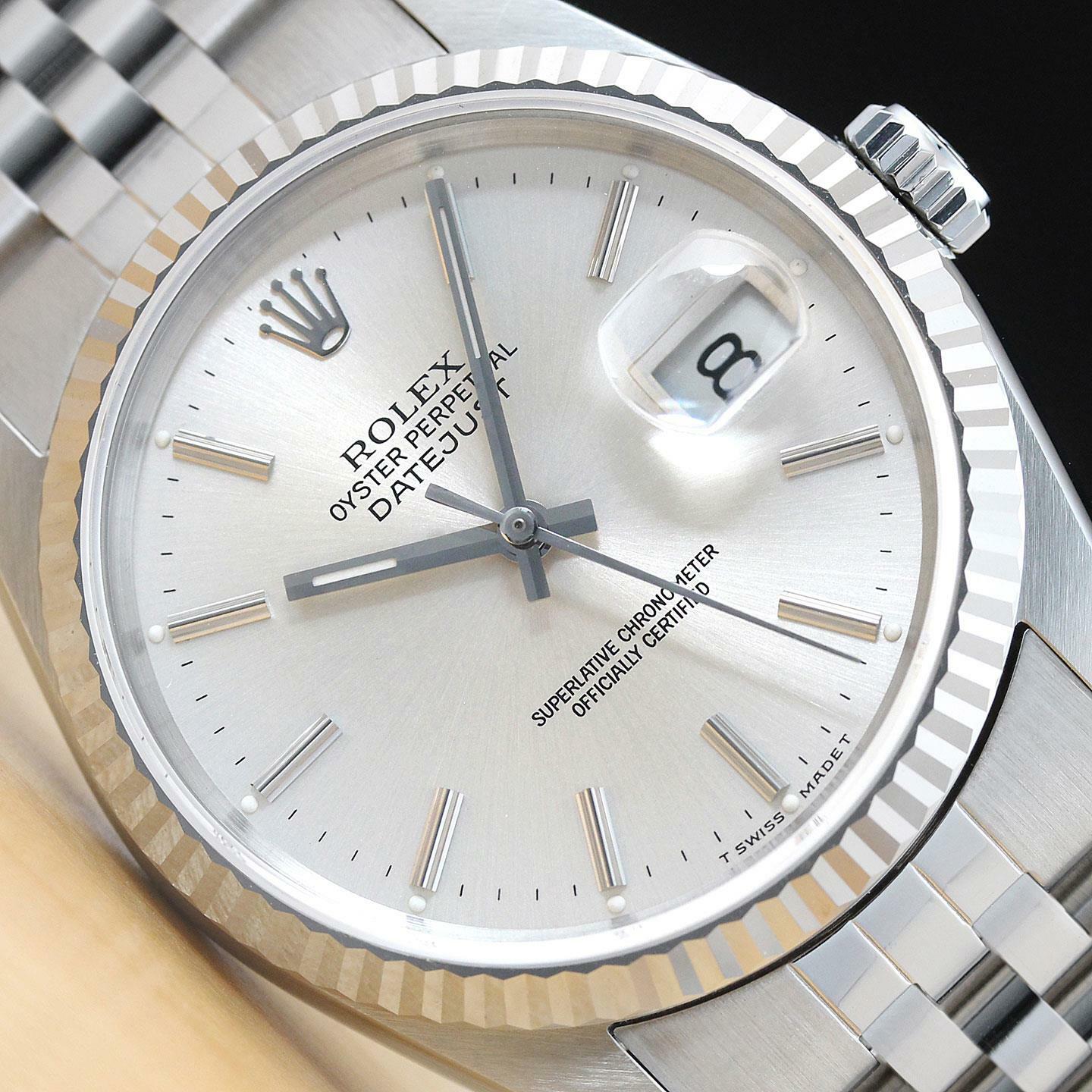 GENUINE MENS ROLEX DATEJUST 18K WHITE GOLD & STAINLESS STEEL WATCH 16234