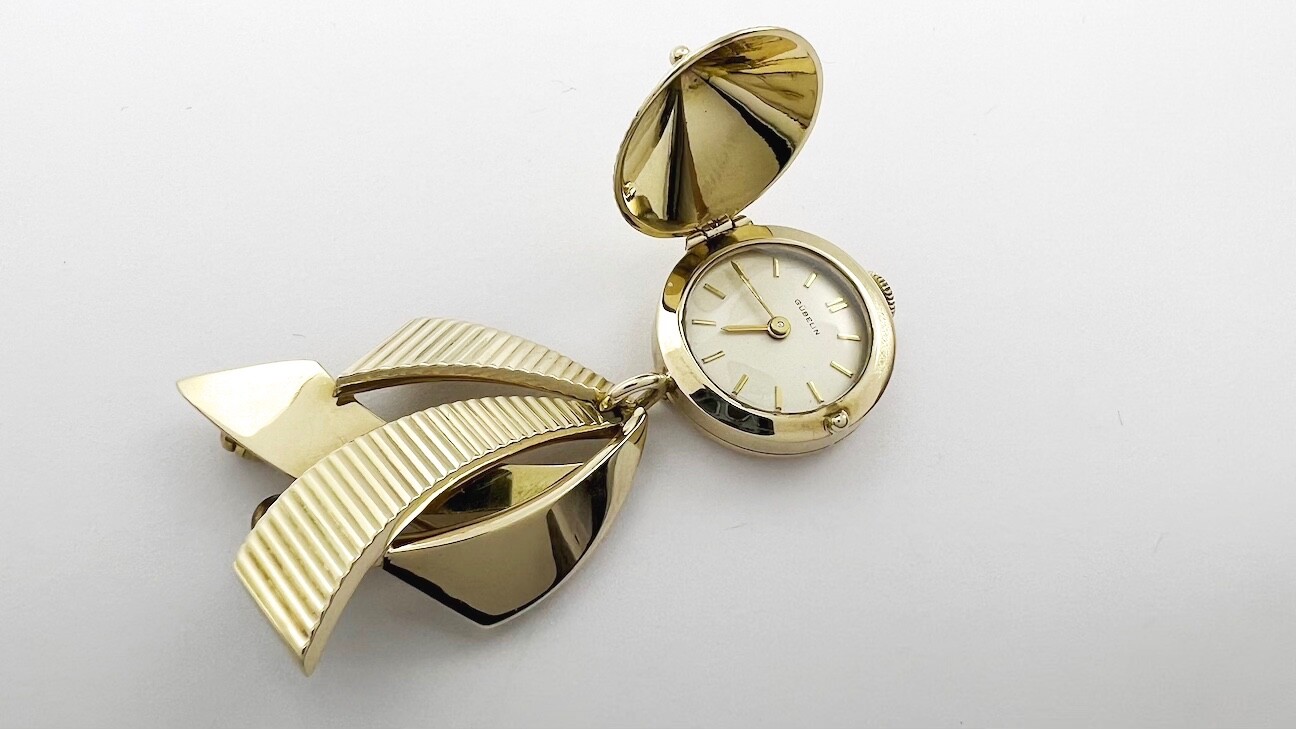 Rare Find Gubelin Brooch/Pendant Watch – Solid 14K YG – Manual Wind Movement
