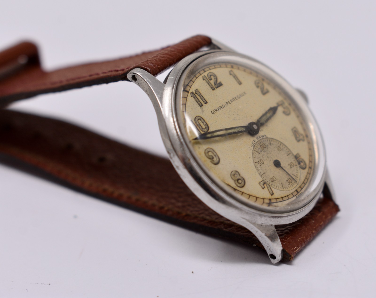 Vintage c. 1950 Mens Girard-Perregaux Sea Hawk 721 Stainless Steel Wristwatch