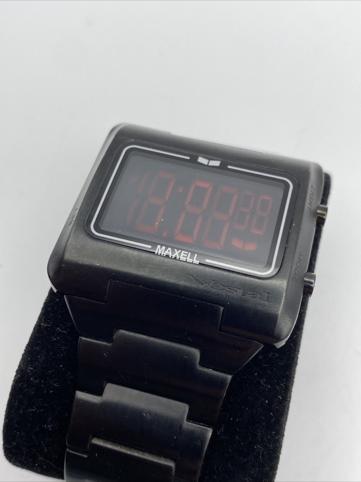 VESTAL Maxell Digital Watch for Men, 40mm,black , New Battery, Red Display 7”