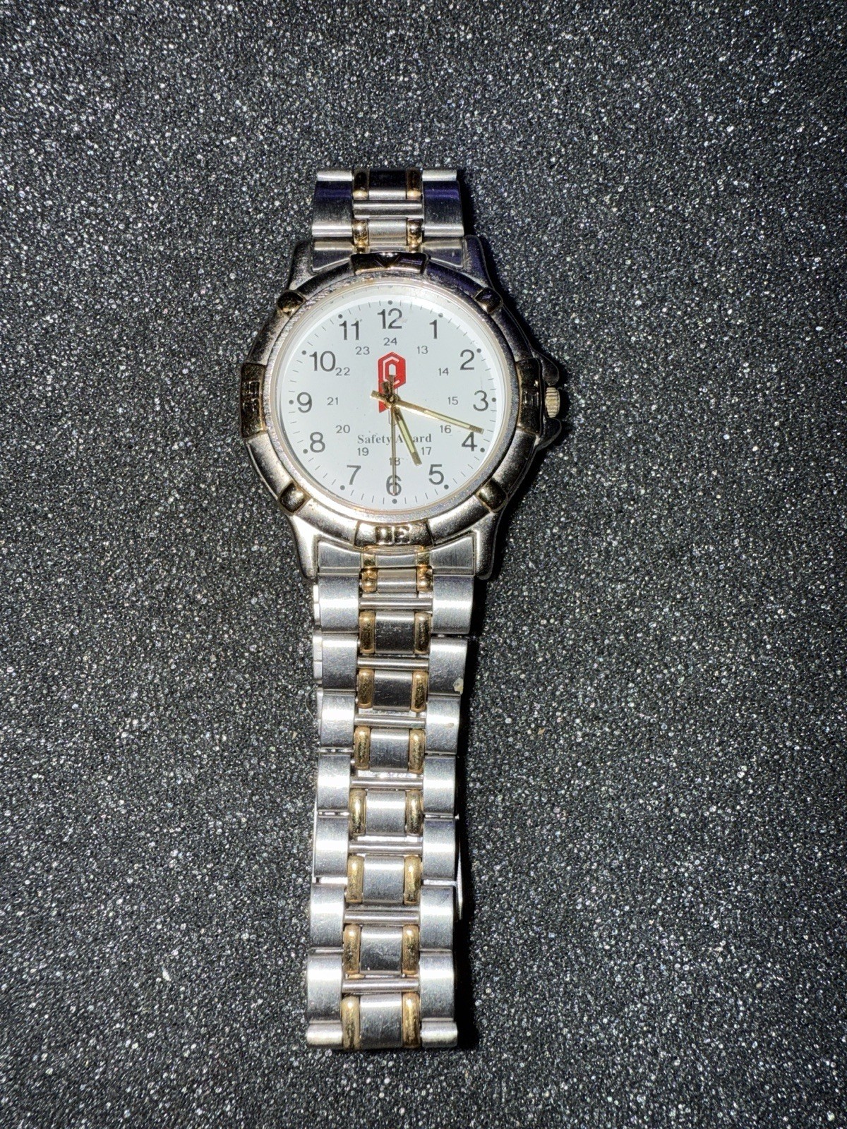 Men’s Two-Tone Safety Award Watch Quartz Stainless Steel Band Working New Batt