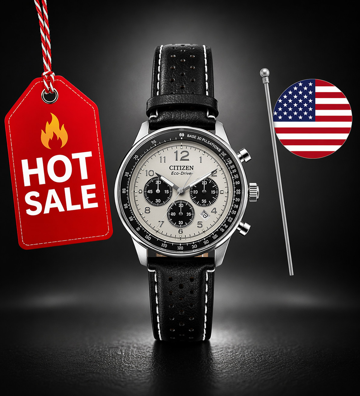 Citizen Men’s Eco-Drive Chronograph Watch Stainless Steel Quartz Leather Strap