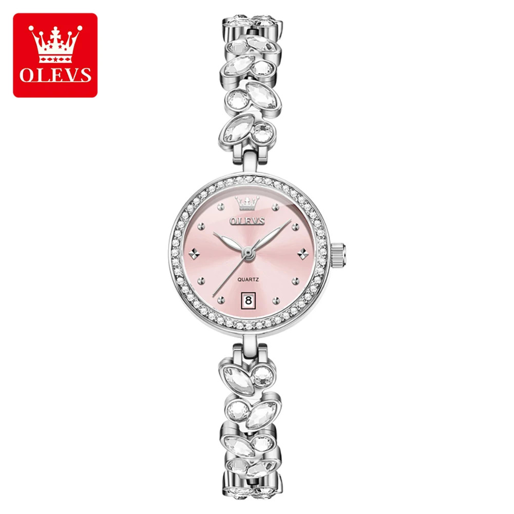 OLEVS Diamond Small Dial Wristwatch Calendar Luminous Quartz Watch for Women