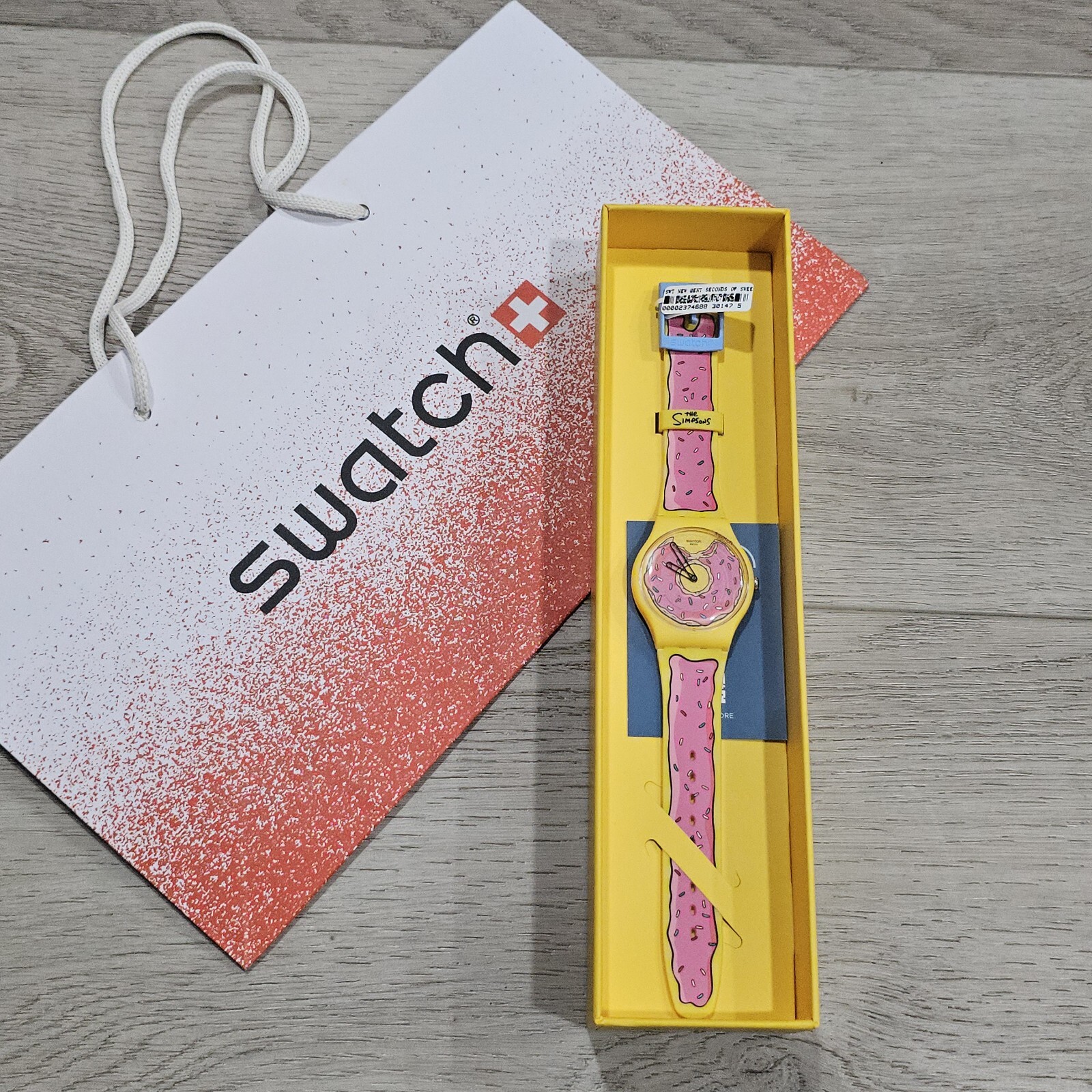 Swatch X The Simpsons Watch Seconds Of Sweetness Donut w/ Original Bag IMPORTED