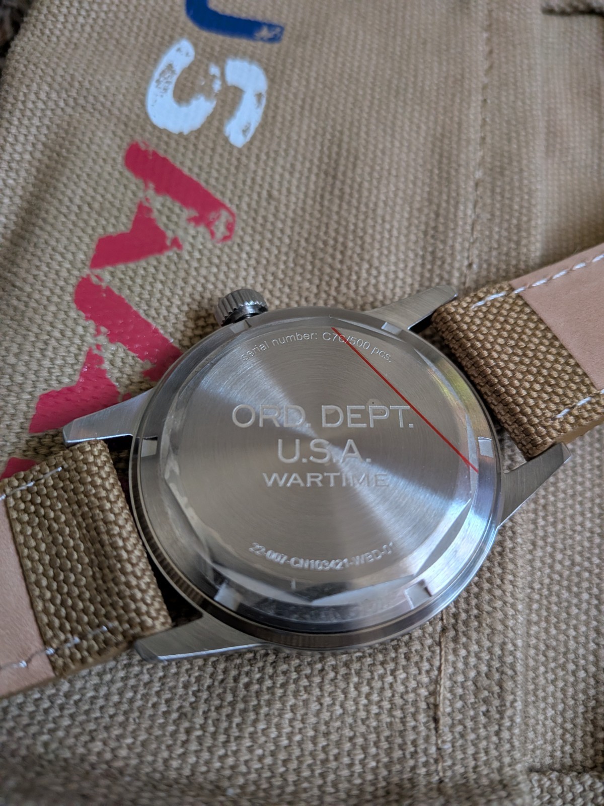 Wartime WW2 USAAF Swiss-Quartz Movement Canvas Strap 42MM Watch NEW
