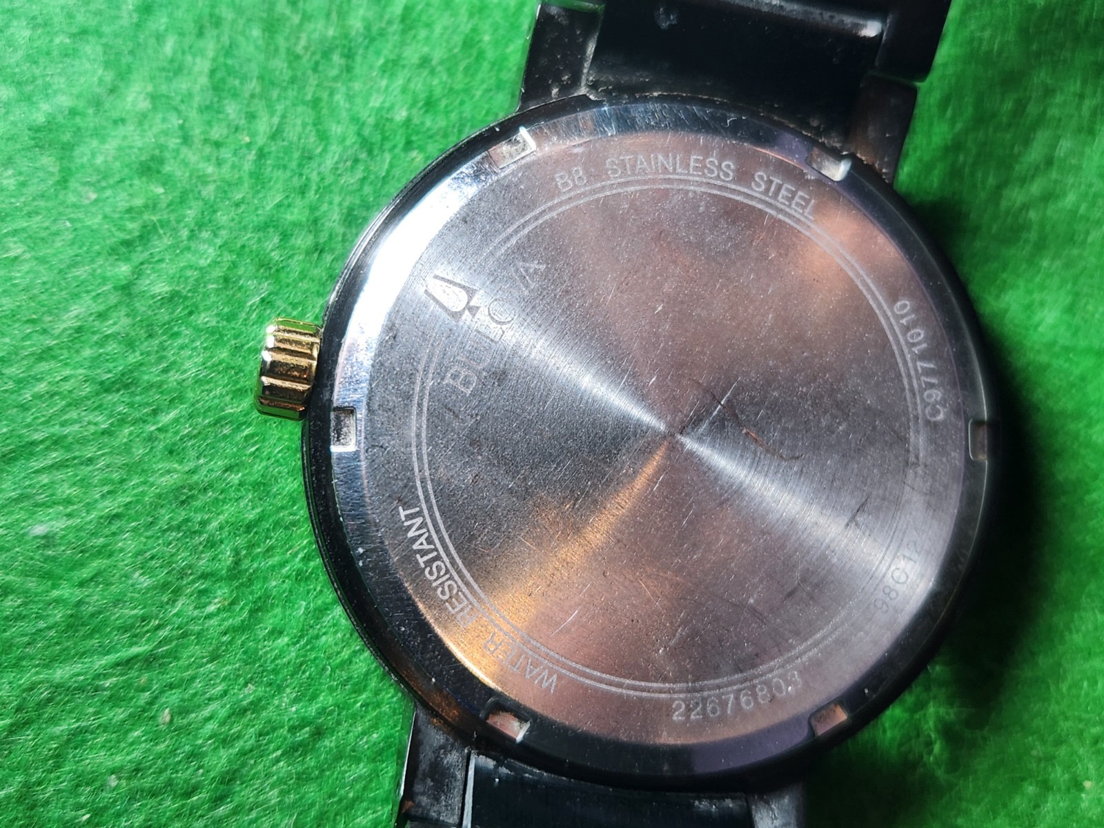 Bulova Futuro 98C124 40mm Black and Gold Stainless Steel Men’s Wristwatch (READ)