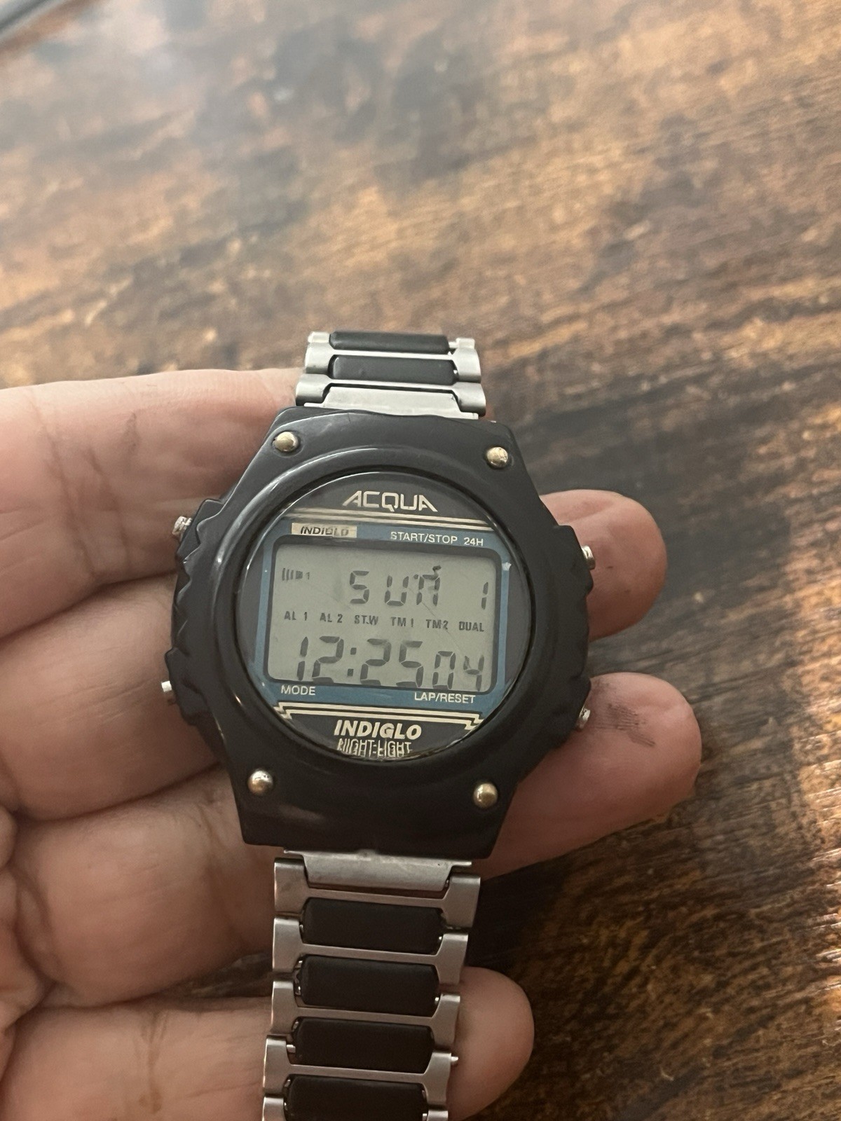 Vintage Timex Acqua Men’s Watch Digital Indiglo Alarm Chrono 40mm Collectible