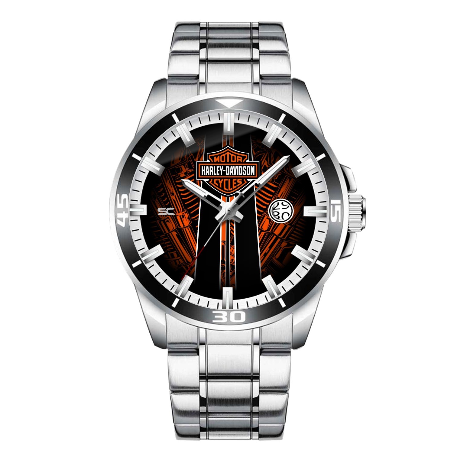 Stainless Steel Wrist Watch For Harley-Davidson Heritage Stripe Moto Lovers