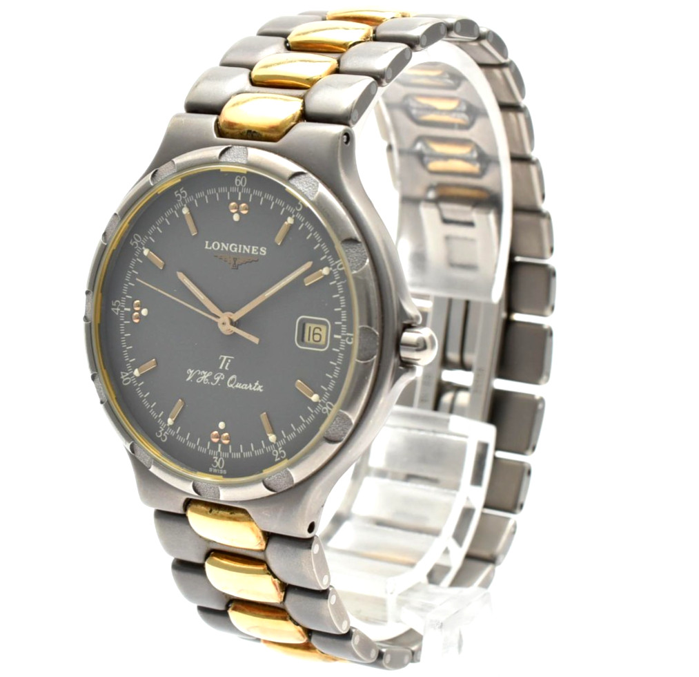 LONGINES Conquest V.H.P L1.613.9 Gray 33mm Quartz Men’s Vintage Watch From JAPAN