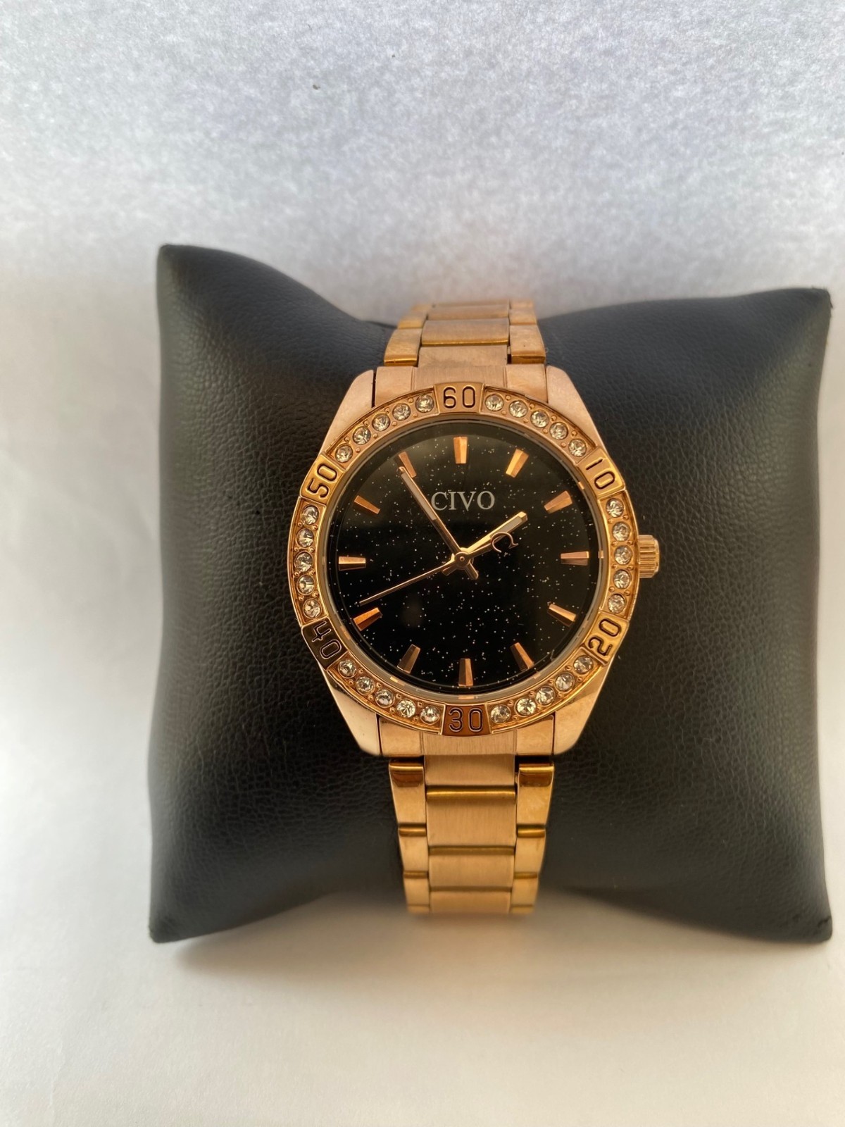 Civo Unisex Stone Rose Gold Plated Quartz 30 ATM WR Watch