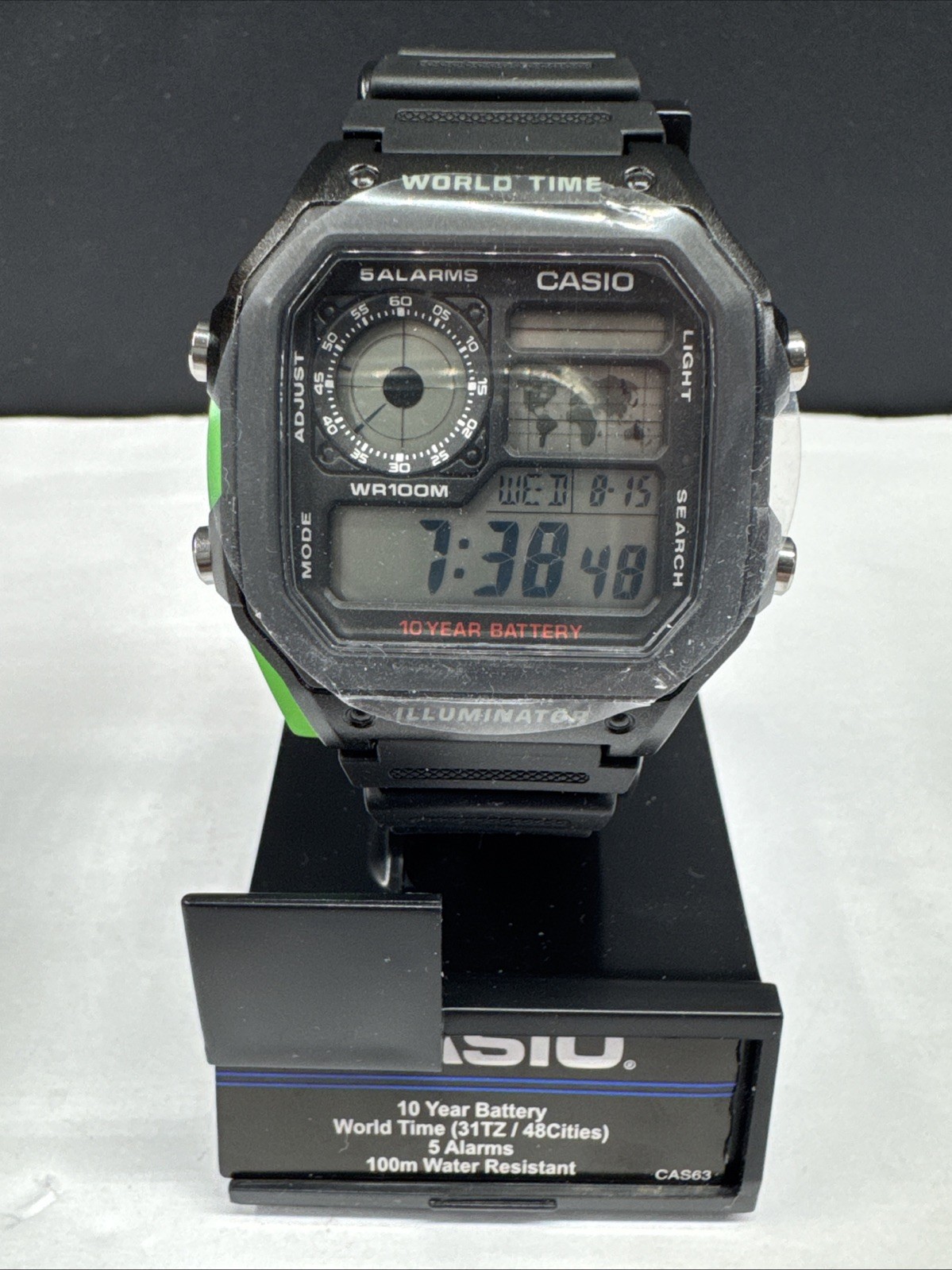 Casio AE-1200WH-1AVCF World Time Watch “Casio Royale” Black Digital NIB New