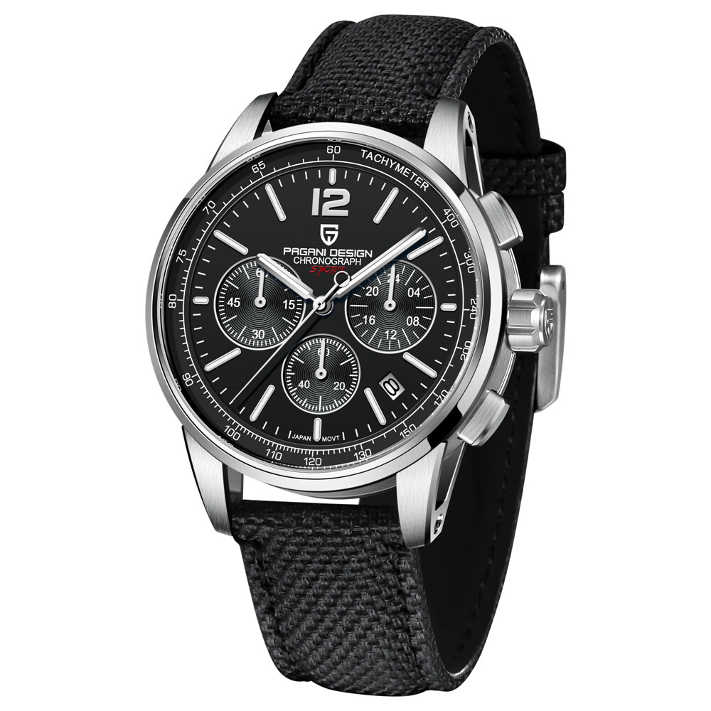 Men’s Quartz Wristwatch Sapphire Glass Chronograph Waterproof 100M VK63 Movement