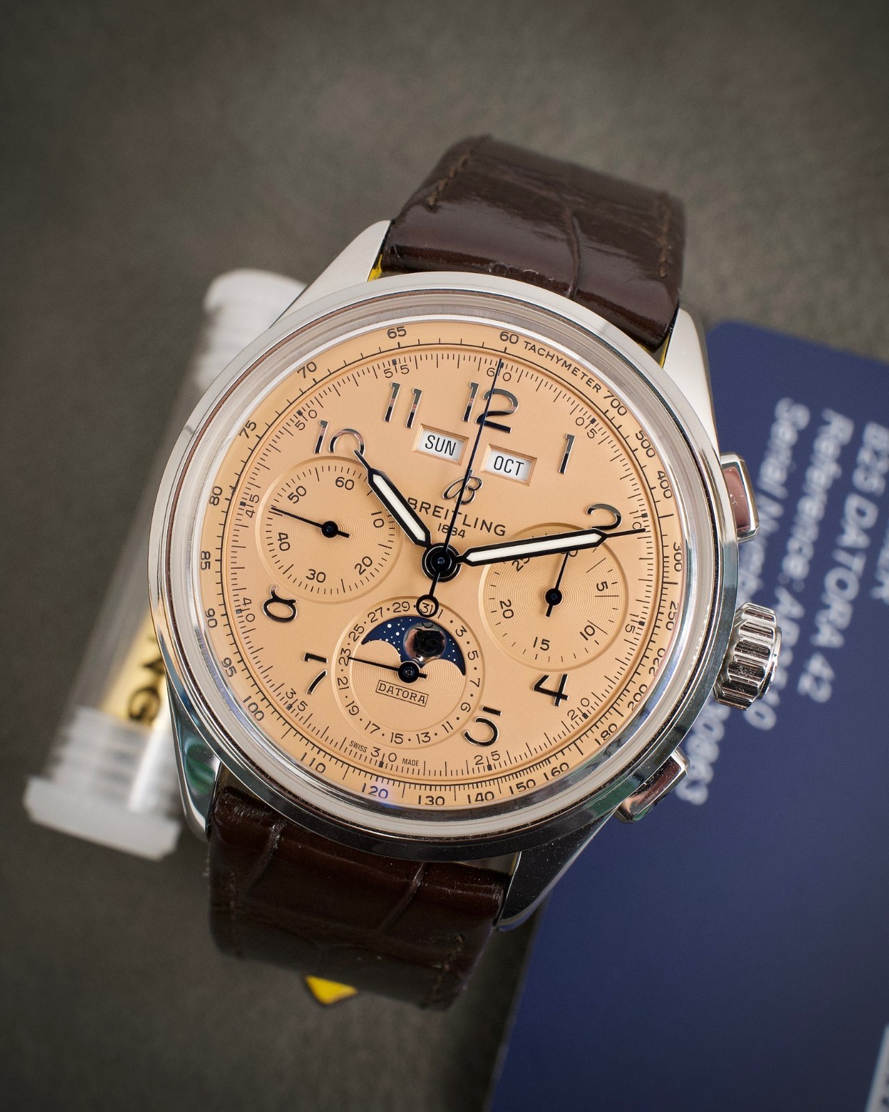 Breitling Premier B25 Datora AB2510201K1P1 2025 Papers Unworn Steel Salmon Moon
