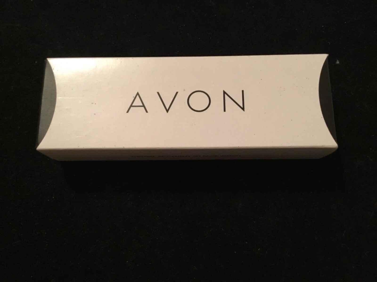 AVON Crystal Accented Jet Face Silver Tone Ladies Watch-New In Box