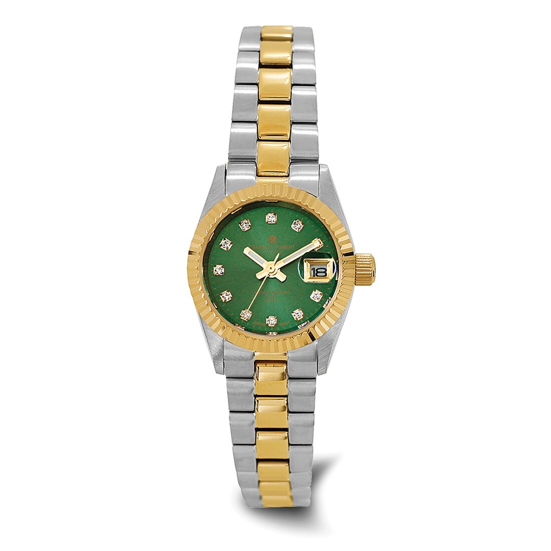 Charles Hubert Womens Yellow-plated Stainless Steel Quartz Green Dial Watch