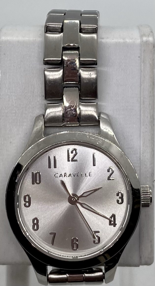 CARAVELLE BY BULOVA Ladies Watch New Battery 6” Silver Glossy/Matte Band NICE!