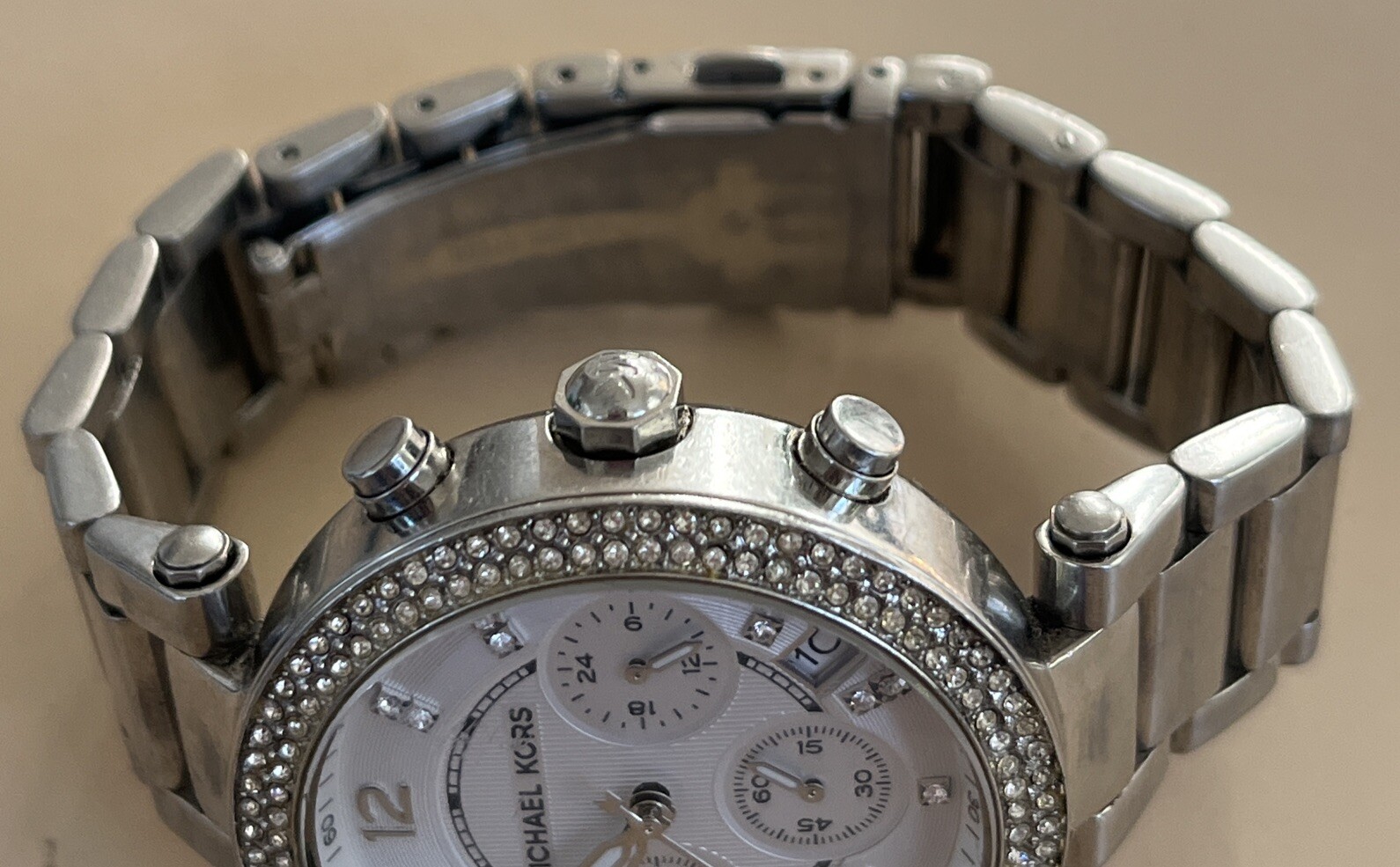 Michael Kors Parker Stainless Steel Watch With Glitz Accents New Battery works