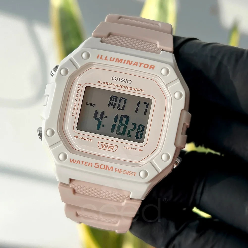 Casio W-218HC-4A2V Pink Digital Watch LED Backlight Alarm Stopwatch 50M Resin