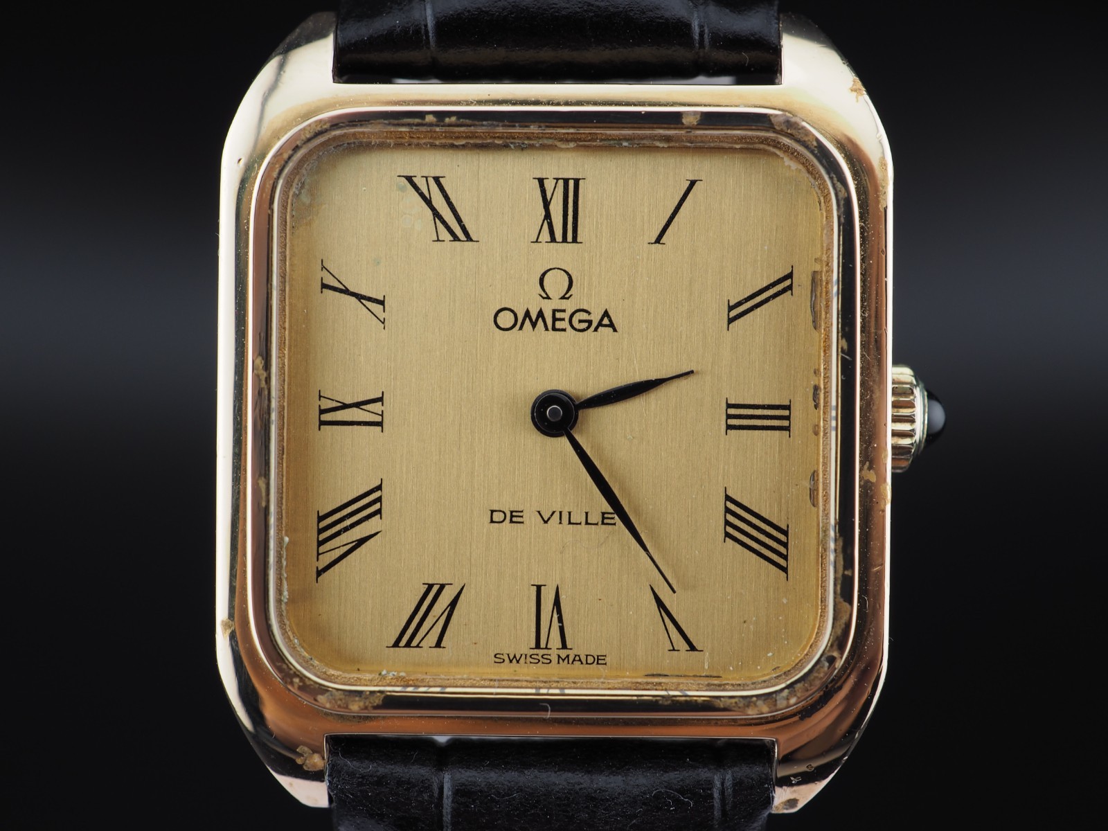 Vintage Omega De Ville Cal.625 Square Gold Hand Winding Womens Watch JAPAN