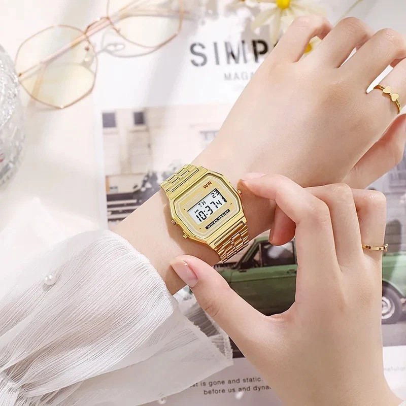 Water Proof Vintage Retro Digital Watch For Men & Women Alarm Stop Watch
